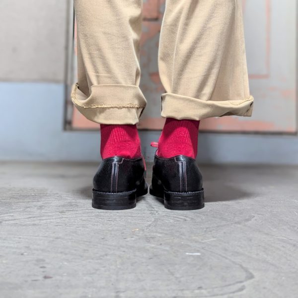 丁寧な吊り込みで仕上げた自分に合う靴の踵部分